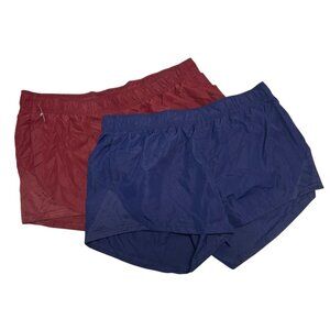 Nylon Running Shorts Two Pack Size XXXL 22 Blue Maroon Lightweight Athletic Gym